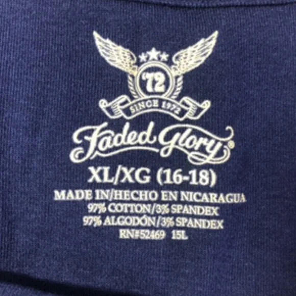 NWOT Faded Glory Long Sleeve V-Neck Navy Tee Size XL (16-18) - Picture 4 of 5